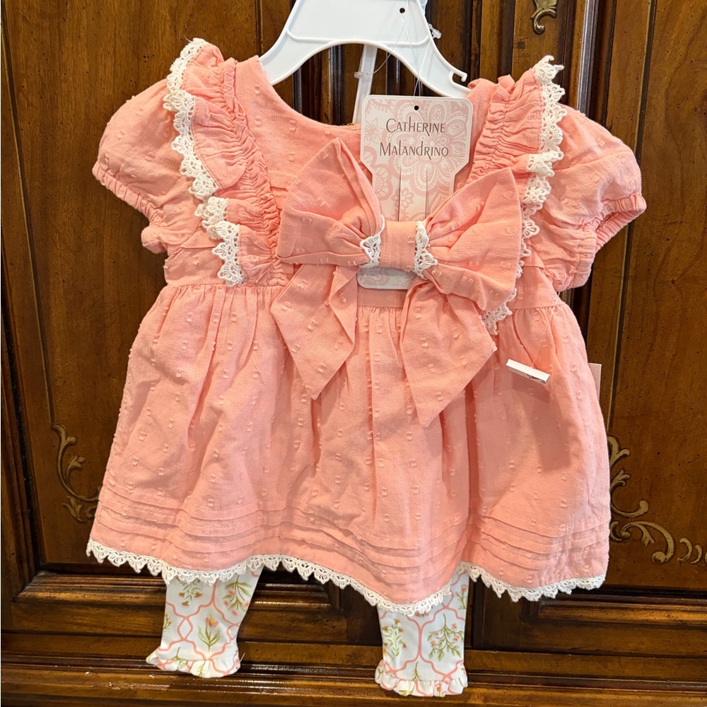Catherine Malandrino Baby 3 Piece Set with Lace and Bow
NWT